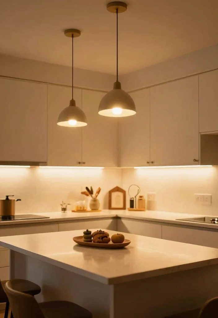 16 Light Kitchen Cabinets Ideas With Bright Airy Style - 12. Layered Lighting for Ambiance 1