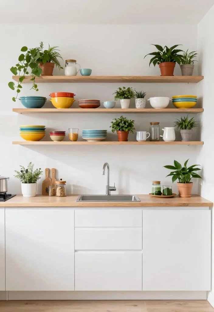 16 Light Kitchen Cabinets Ideas With Bright Airy Style - 6. Open Shelving for Display 1