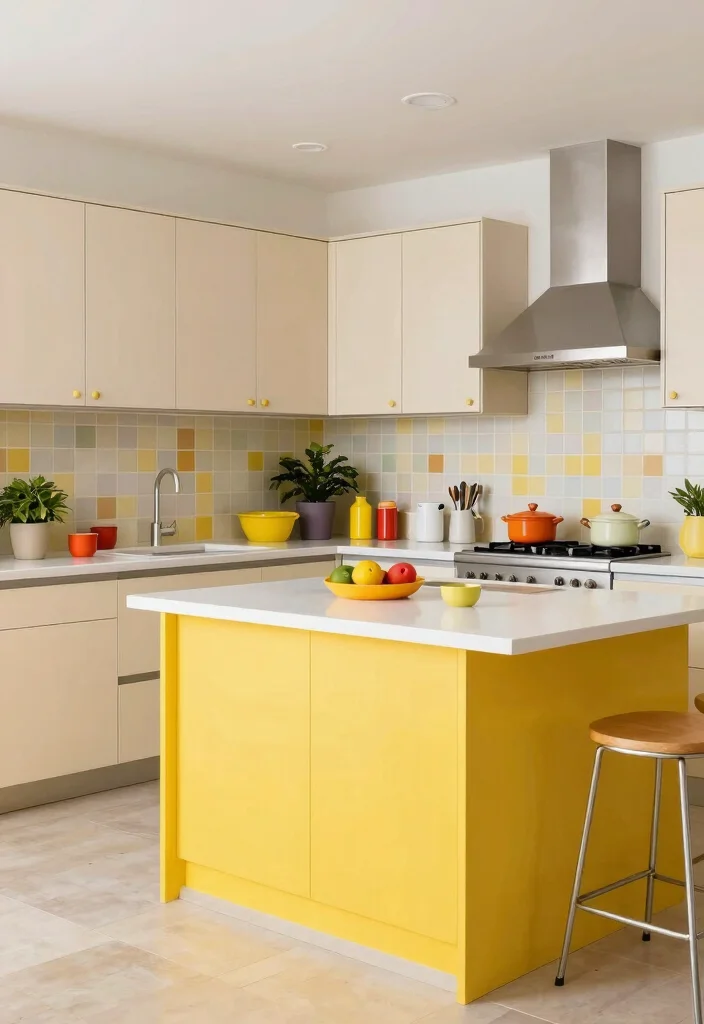 16 Light Kitchen Cabinets Ideas With Bright Airy Style - 9. Accent Cabinets in Bold Colors 1