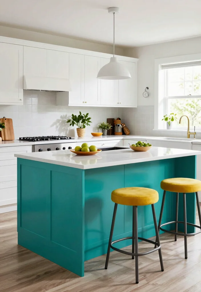 16 Modern Kitchen Island Ideas With Sleek Functionality - 11. Color Pop: Bright Hued Islands 1