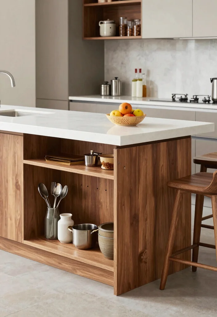 16 Modern Kitchen Island Ideas With Sleek Functionality - 2. Multi-Tiered Marvel: Levels of Functionality 1
