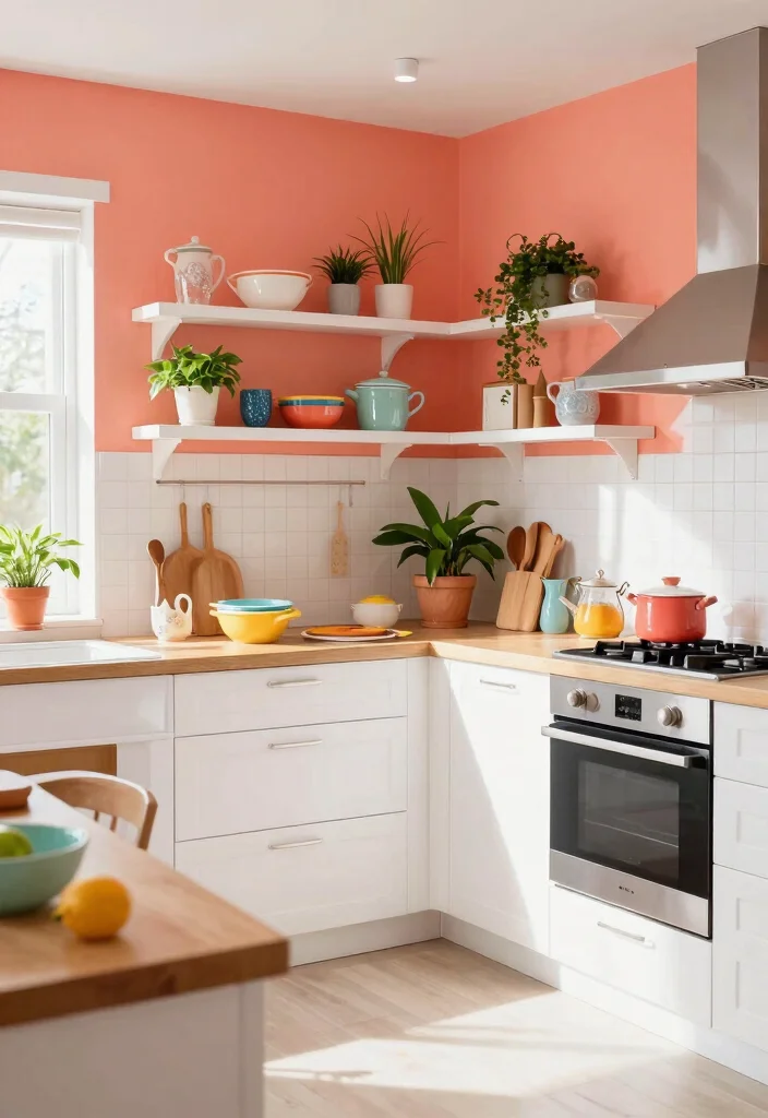 16 Paint for Kitchen Walls Ideas That Refresh Instantly 15 16 Paint for Kitchen Walls Ideas That Refresh Instantly - 15. Bright Coral - A Splash of Fun 1