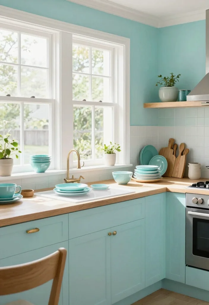 16 Paint for Kitchen Walls Ideas That Refresh Instantly 16 16 Paint for Kitchen Walls Ideas That Refresh Instantly - 16. Subtle Cyan - A Refreshing Breeze 1