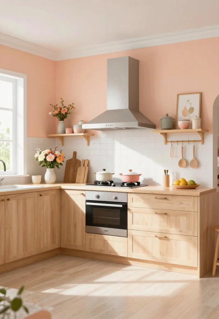16 Paint for Kitchen Walls Ideas That Refresh Instantly 6 16 Paint for Kitchen Walls Ideas That Refresh Instantly - 6. Soft Peach - A Gentle Touch 1
