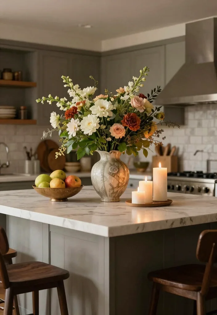 16 Small Kitchen Island Decor Ideas That Shine 13 16 Small Kitchen Island Decor Ideas That Shine - 13. Artistic Centerpieces 1