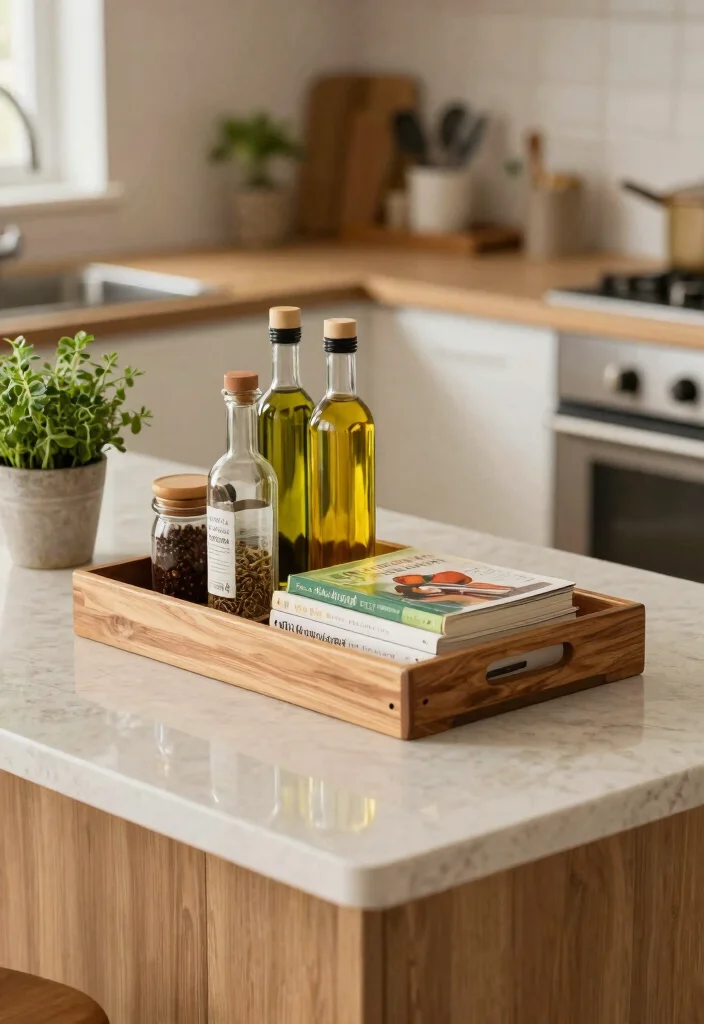16 Small Kitchen Island Decor Ideas That Shine 5 16 Small Kitchen Island Decor Ideas That Shine - 5. Decorative Trays for Organization 1