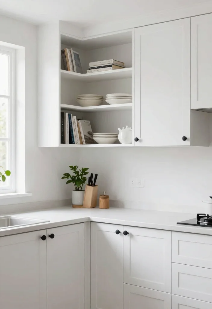16 Wall Cabinets Kitchen Ideas With Smart Organization - 1. Minimalist Marvel: Sleek White Cabinets 1