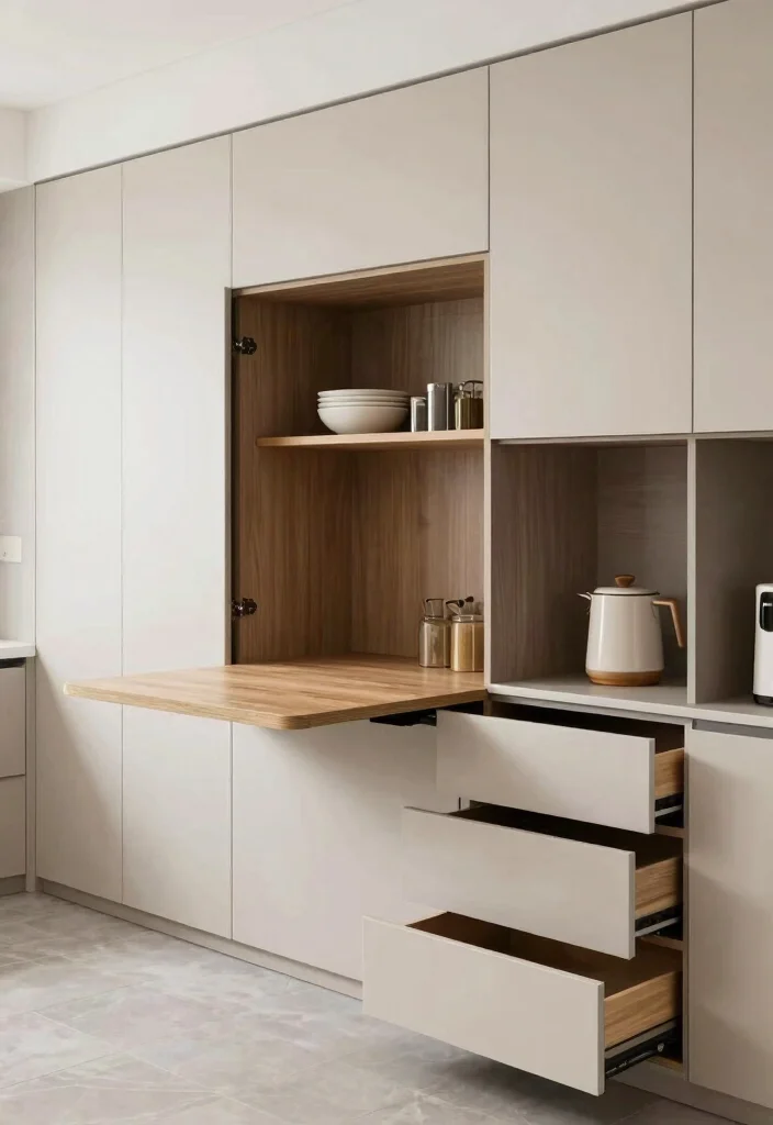 16 Wall Cabinets Kitchen Ideas With Smart Organization - 8. Multi-Functional Cabinets: Everything in One 1