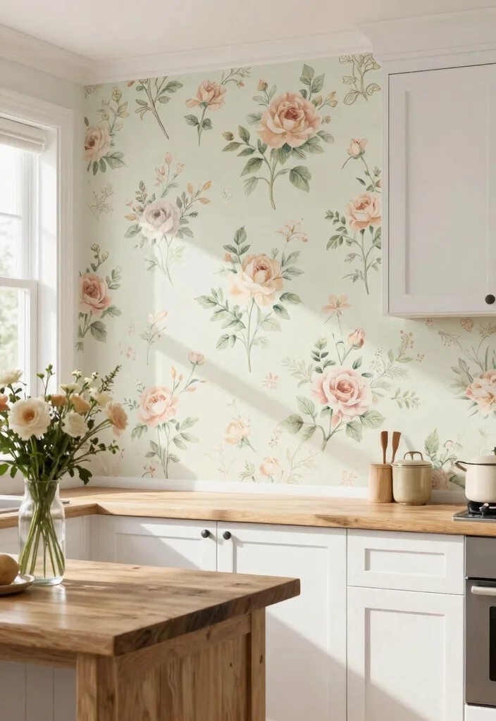 16 Wallpaper for Kitchen Ideas That Add Personality - 1. Classic Floral Designs 1