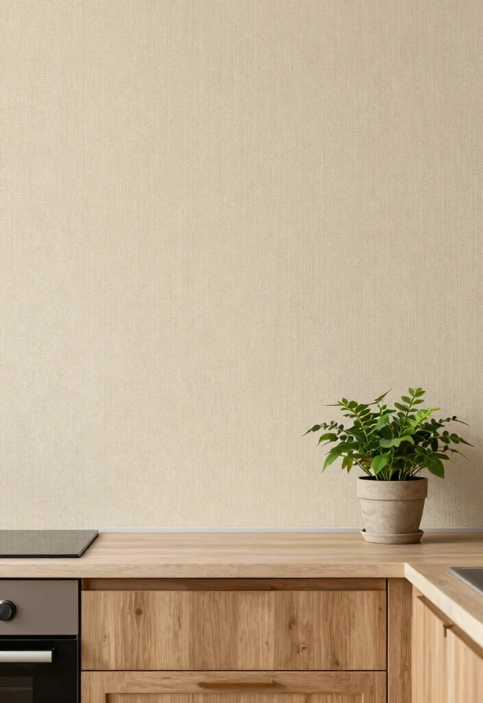 16 Wallpaper for Kitchen Ideas That Add Personality - 12. Textured Grasscloth Wallpaper 1