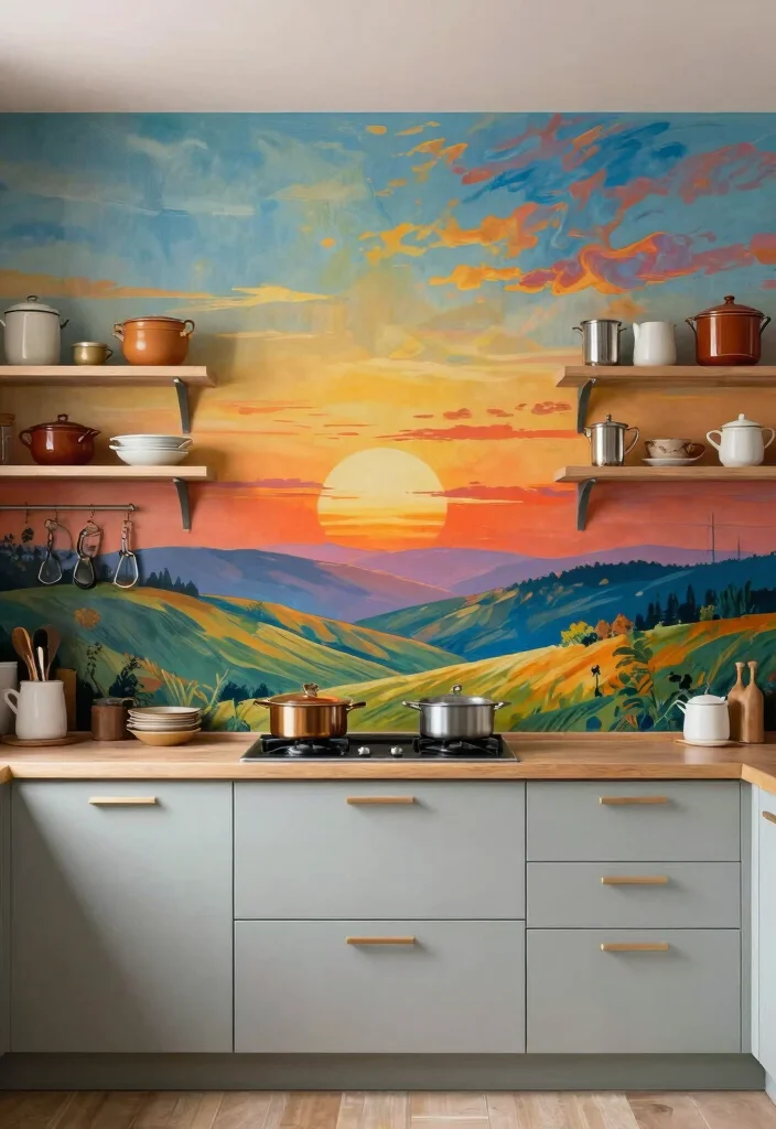 16 Wallpaper for Kitchen Ideas That Add Personality - 16. Statement Murals 1