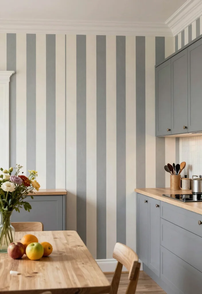 16 Wallpaper for Kitchen Ideas That Add Personality - 3. Charming Stripes 1
