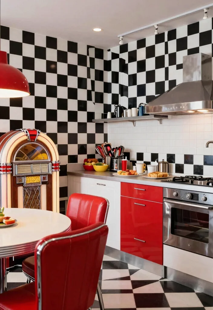 16 Wallpaper for Kitchen Ideas That Add Personality - 8. Retro Kitchen Diner Style 1