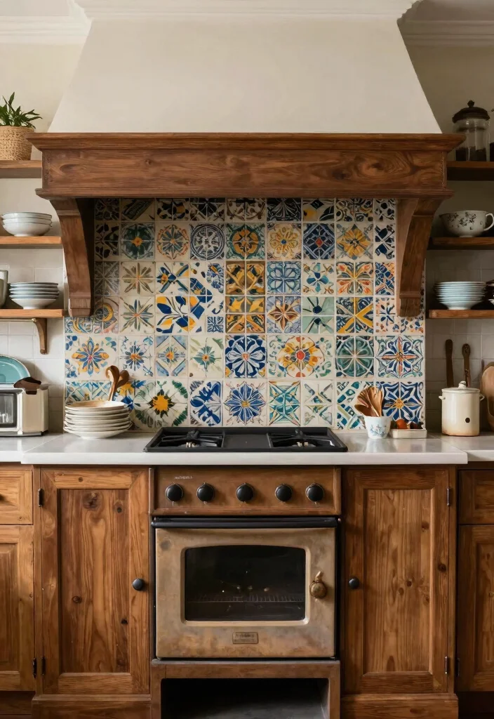 16 Wood Cook Stove Kitchen Ideas With Vintage Charm 10 16 Wood Cook Stove Kitchen Ideas With Vintage Charm - 10. Vintage-inspired Backsplash 1