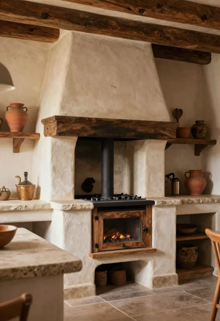 16 Wood Cook Stove Kitchen Ideas With Vintage Charm 14 16 Wood Cook Stove Kitchen Ideas With Vintage Charm - 14. Earthy Textures and Materials 1