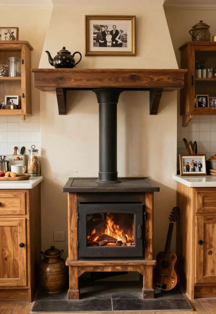 16 Wood Cook Stove Kitchen Ideas With Vintage Charm 15 16 Wood Cook Stove Kitchen Ideas With Vintage Charm - 15. Personal Touches with Family Heirlooms 1
