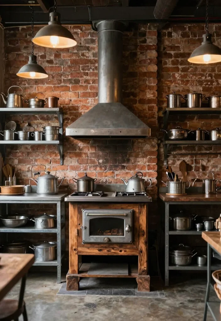 16 Wood Cook Stove Kitchen Ideas With Vintage Charm 5 16 Wood Cook Stove Kitchen Ideas With Vintage Charm - 5. Industrial Vintage Fusion 1
