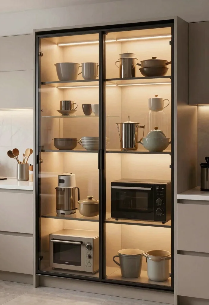 17 Appliance Cupboard Kitchen Ideas That Hide Clutter 12 17 Appliance Cupboard Kitchen Ideas That Hide Clutter - 12. Glass-Front Cabinets 1