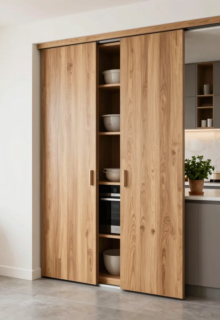 17 Appliance Cupboard Kitchen Ideas That Hide Clutter 2 17 Appliance Cupboard Kitchen Ideas That Hide Clutter - 2. Sliding Pocket Doors 1