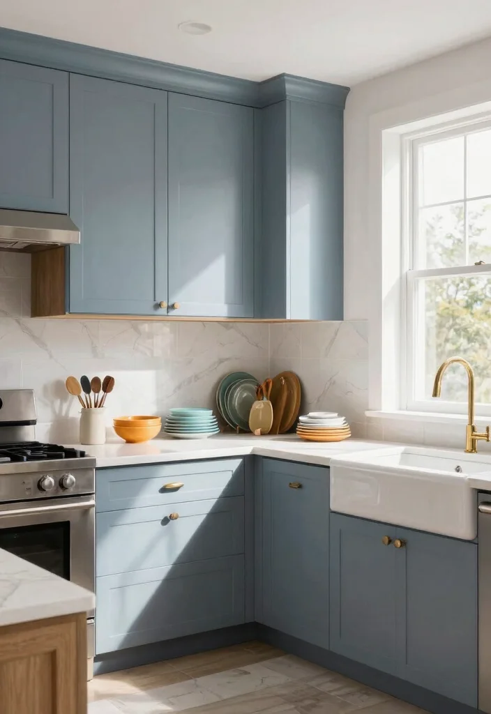 17 Blue Gray Kitchen Cabinets Ideas With Modern Elegance 1 17 Blue Gray Kitchen Cabinets Ideas With Modern Elegance - 1. Soft Blue Gray Shaker Style 1