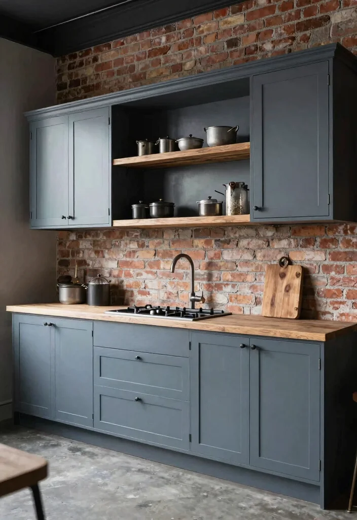 17 Blue Gray Kitchen Cabinets Ideas With Modern Elegance 11 17 Blue Gray Kitchen Cabinets Ideas With Modern Elegance - 11. Industrial Style with Blue Gray Cabinets 1