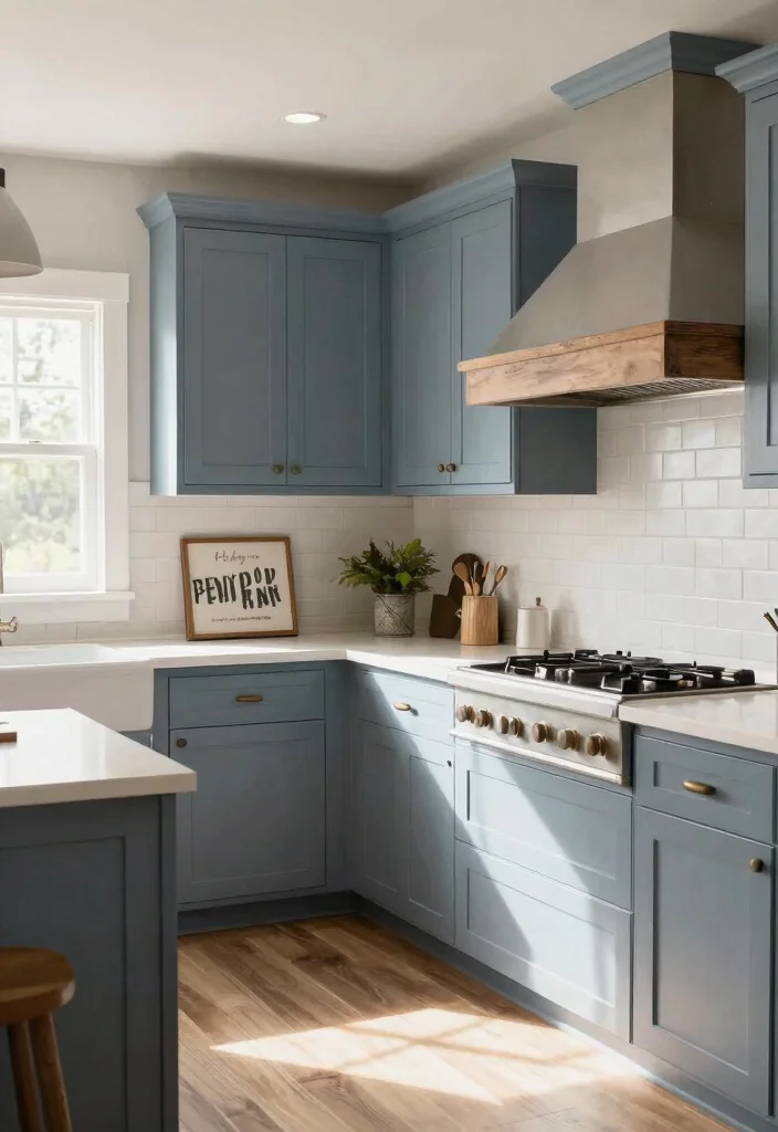 17 Blue Gray Kitchen Cabinets Ideas With Modern Elegance 12 17 Blue Gray Kitchen Cabinets Ideas With Modern Elegance - 12. Blue Gray Cabinets in a Modern Farmhouse 1