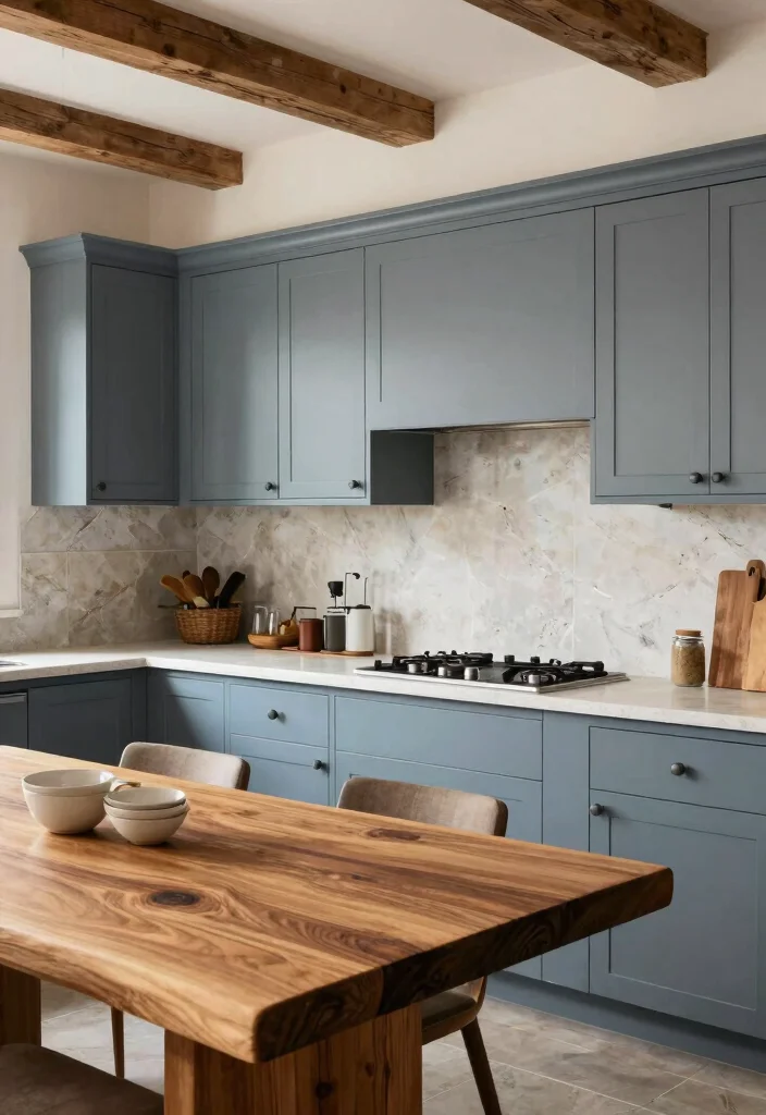 17 Blue Gray Kitchen Cabinets Ideas With Modern Elegance 16 17 Blue Gray Kitchen Cabinets Ideas With Modern Elegance - 16. Blue Gray Cabinets with Natural Elements 1