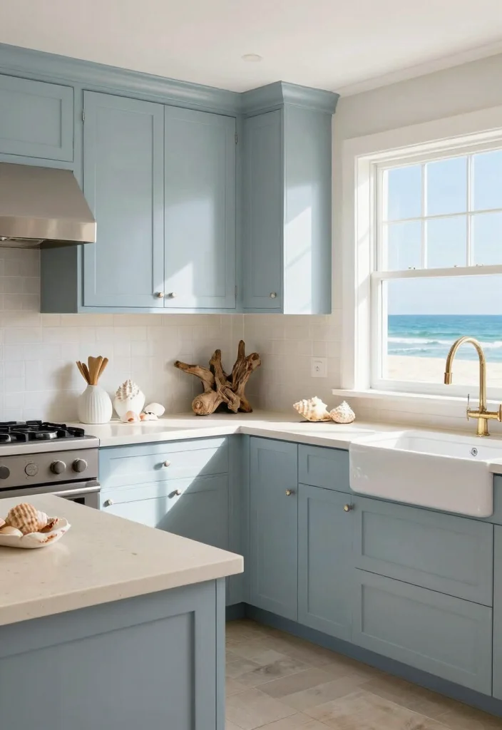 17 Blue Gray Kitchen Cabinets Ideas With Modern Elegance 4 17 Blue Gray Kitchen Cabinets Ideas With Modern Elegance - 4. Coastal Vibe with Blue Gray Cabinets 1