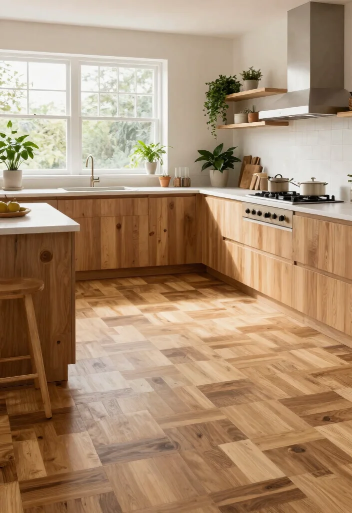 17 Checkerboard Kitchen Floor Ideas With Retro Flair - 17. Eco-Friendly Checkerboard Options 1