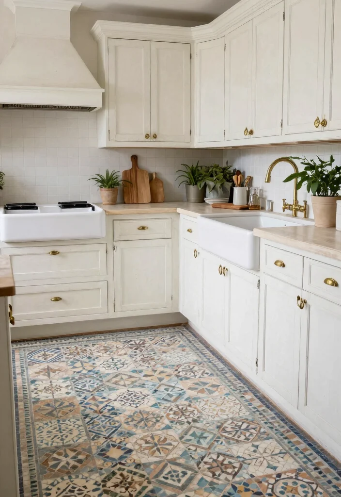 17 Checkerboard Kitchen Floor Ideas With Retro Flair - 3. Vintage-Inspired Mosaic Patterns 1