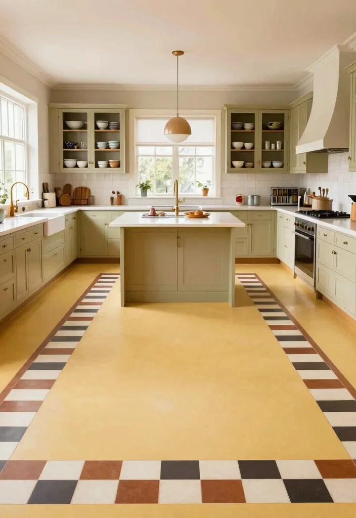 17 Checkerboard Kitchen Floor Ideas With Retro Flair - 9. Bold Checkerboard Borders 1
