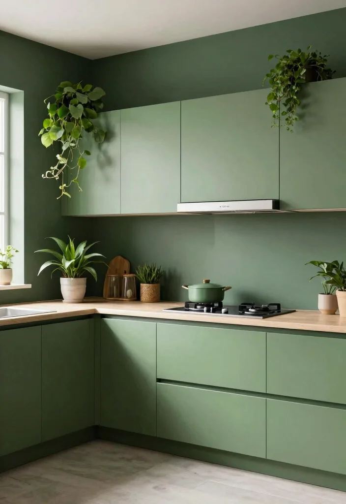 17 Dark Green Kitchen Walls Ideas With Bold Depth 12 17 Dark Green Kitchen Walls Ideas With Bold Depth - 12. Monochromatic Harmony 1