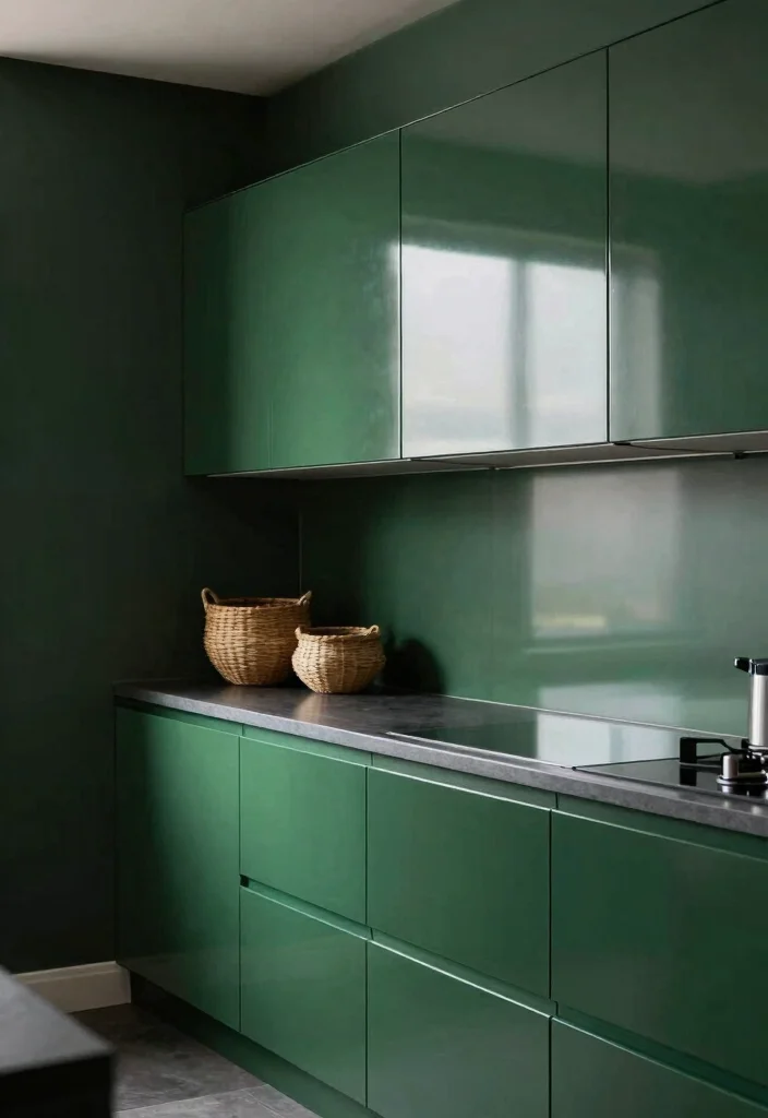 17 Dark Green Kitchen Walls Ideas With Bold Depth 13 17 Dark Green Kitchen Walls Ideas With Bold Depth - 13. Matte vs. Glossy Finishes 1