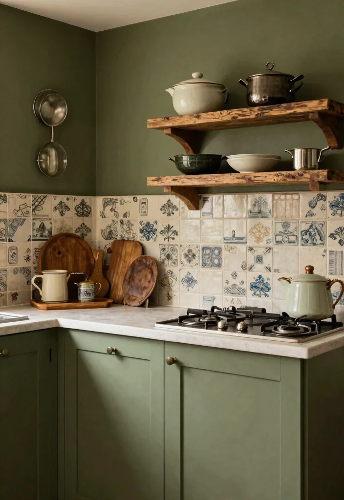 17 Dark Green Kitchen Walls Ideas With Bold Depth 14 17 Dark Green Kitchen Walls Ideas With Bold Depth - 14. Vintage-Inspired Green 1