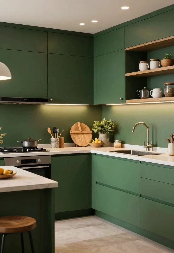 17 Dark Green Kitchen Walls Ideas With Bold Depth 17 17 Dark Green Kitchen Walls Ideas With Bold Depth - 17. Sustainable Dark Green Choices 1