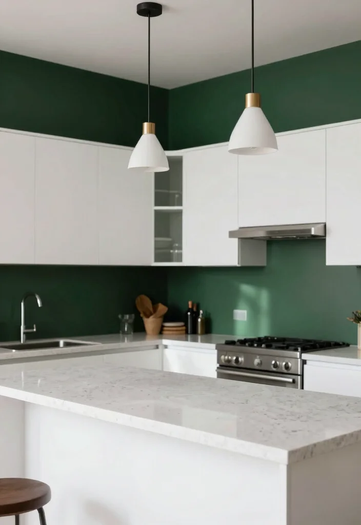 17 Dark Green Kitchen Walls Ideas With Bold Depth 5 17 Dark Green Kitchen Walls Ideas With Bold Depth - 5. Dark Green with White Accents 1