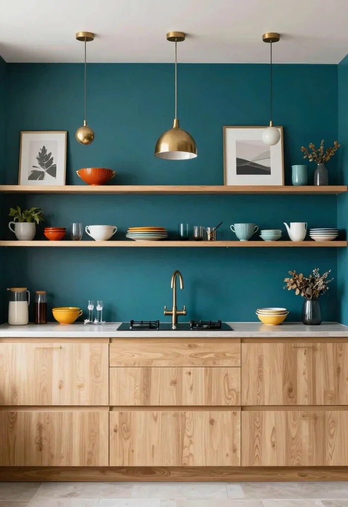17 Dark Green Kitchen Walls Ideas With Bold Depth 8 17 Dark Green Kitchen Walls Ideas With Bold Depth - 8. Deep Teal for a Rich Vibe 1