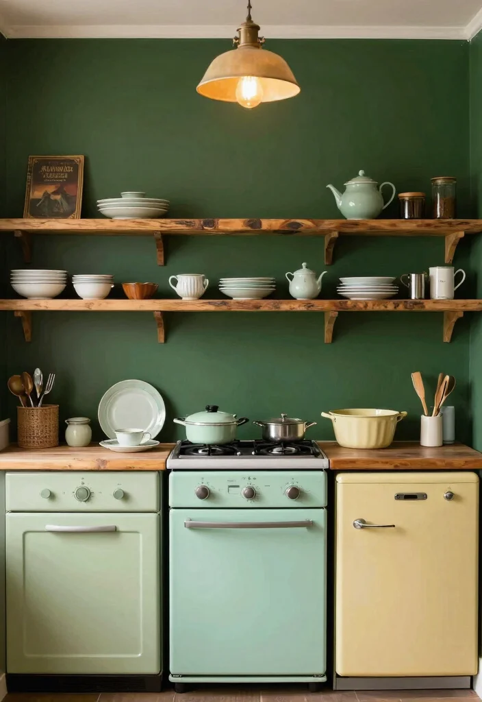 17 Dark Green Kitchen Walls Ideas With Bold Depth 9 17 Dark Green Kitchen Walls Ideas With Bold Depth - 9. Dark Green with Vintage Flair 1