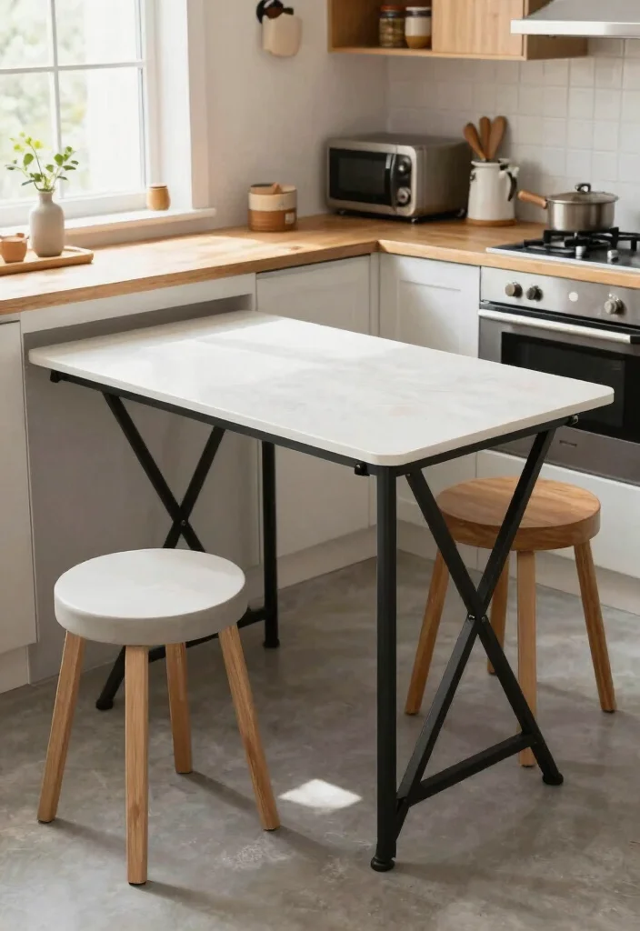 17 Folding Kitchen Table Ideas For Compact Living - 13. The Folding Island Table 1