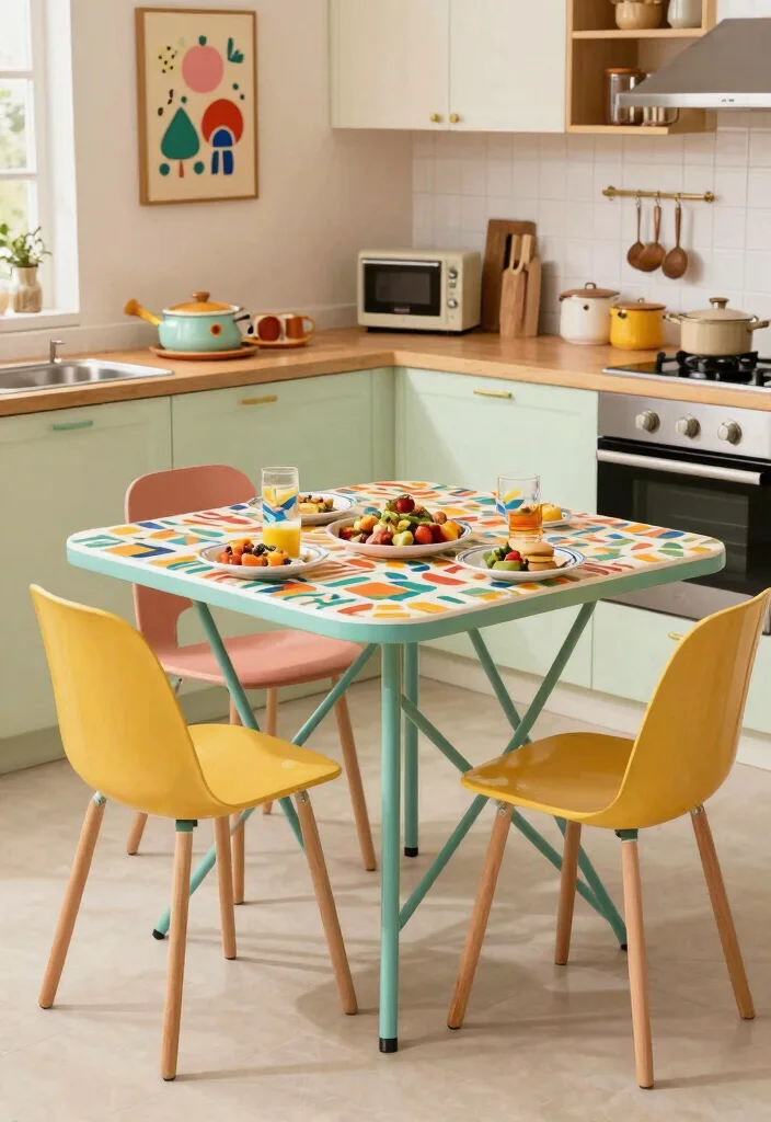 17 Folding Kitchen Table Ideas For Compact Living - 14. The Retro Kitchen Table 1