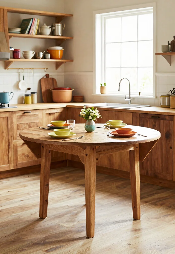 17 Folding Kitchen Table Ideas For Compact Living - 3. The Drop-Leaf Design 1