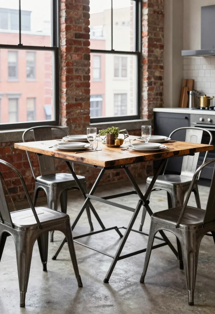 17 Folding Kitchen Table Ideas For Compact Living - 7. The Industrial Chic Table 1