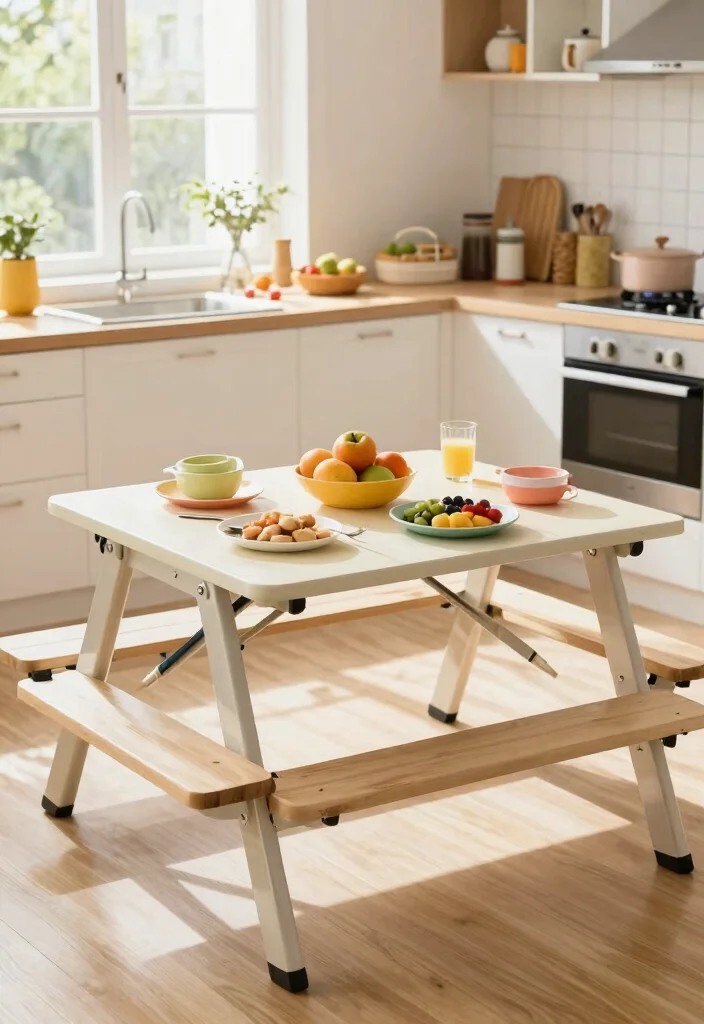 17 Folding Kitchen Table Ideas For Compact Living - 8. The Foldable Picnic Table 1