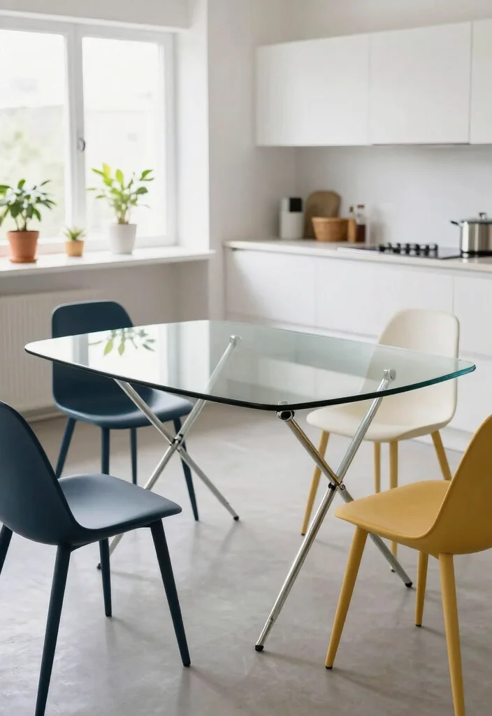 17 Folding Kitchen Table Ideas For Compact Living - 9. The Sleek Glass Table 1