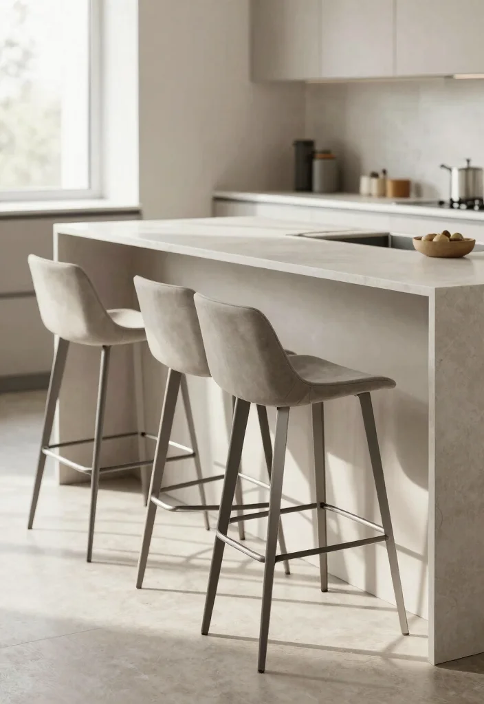 17 Kitchen Counter Styling Ideas That Look Effortlessly Chic - 11. Opt for Modern Bar Stools 1