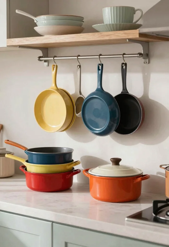 17 Kitchen Counter Styling Ideas That Look Effortlessly Chic - 12. Showcase Beautiful Cookware 1