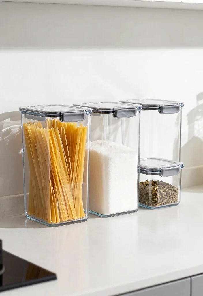 17 Kitchen Counter Styling Ideas That Look Effortlessly Chic - 7. Use Clear Containers for Organization 1