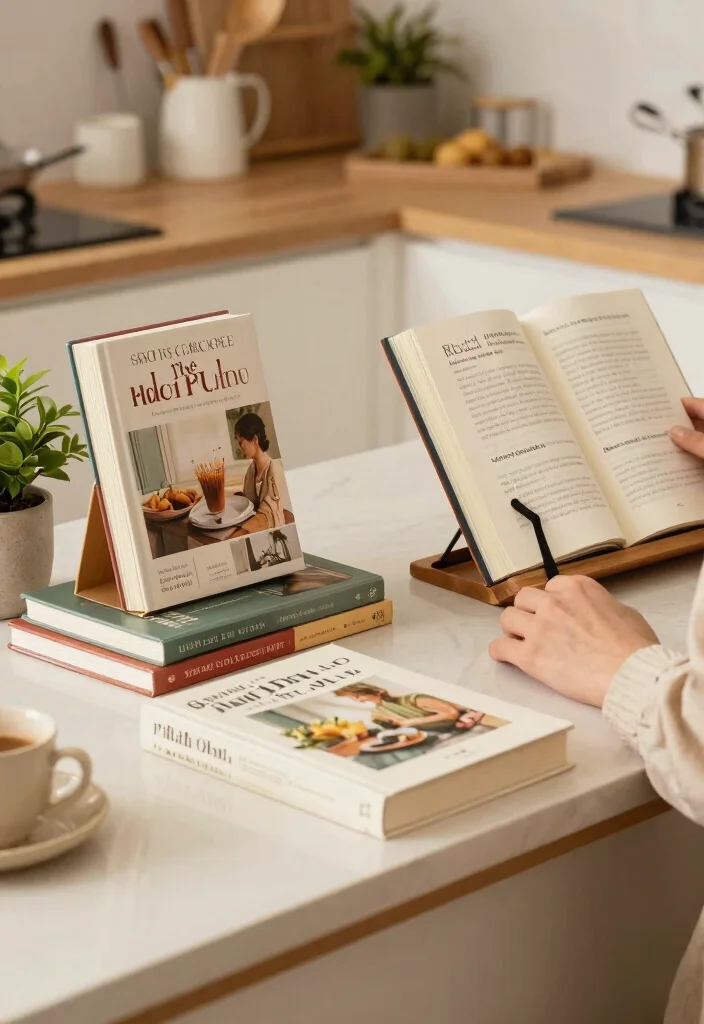 17 Kitchen Counter Styling Ideas That Look Effortlessly Chic - 9. Display Your Cookbooks Beautifully 1