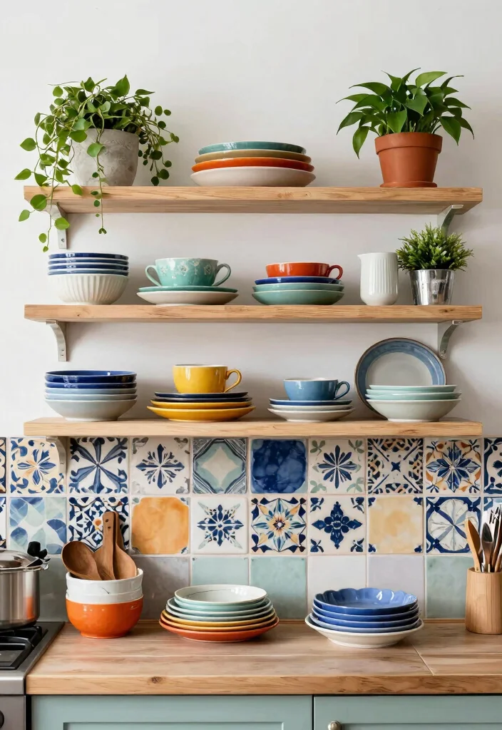 17 Kitchen Shelving Ideas Wall Shelves That Elevate Storage - 12. Ceramic Tiled Shelves 1