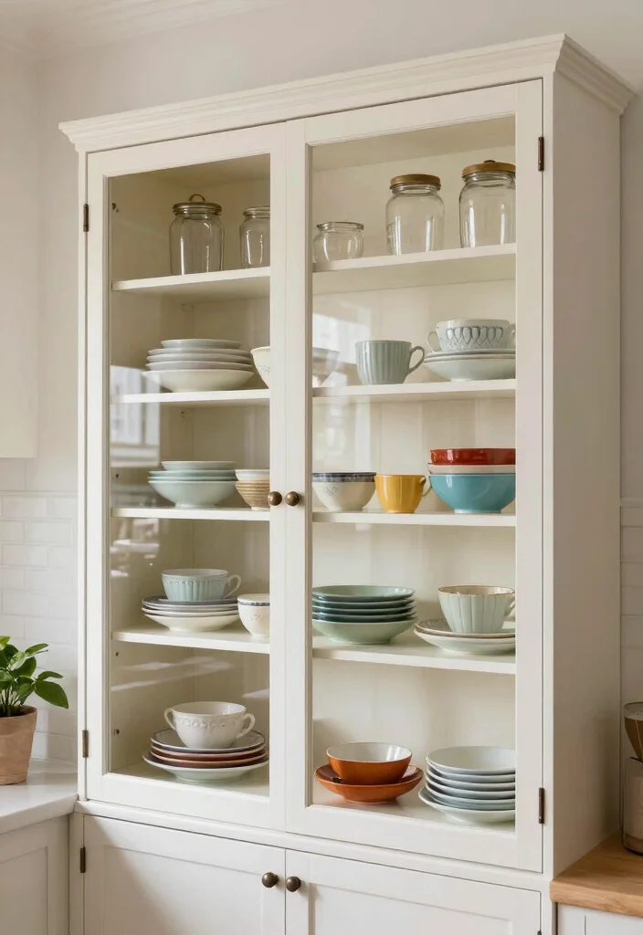 17 Kitchen Shelving Ideas Wall Shelves That Elevate Storage - 4. Open Shelving with Glass Doors 1